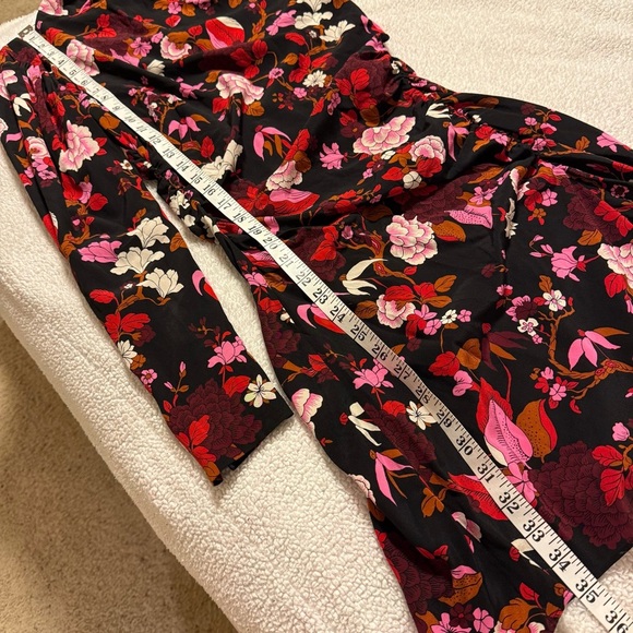 A.L.C. Marcel Floral Print Dress Black Red Silk Midi High Neck Long Sleeves - Picture 10 of 15
